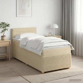 vidaXL Κρεβάτι box spring με στρώμα Κρεμ 80 x 200 cm Ύφασμα