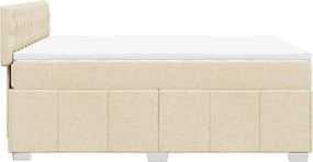 vidaXL Κρεβάτι Boxspring με Στρώμα Κρεμ 140x190 εκ. Υφασμάτινο