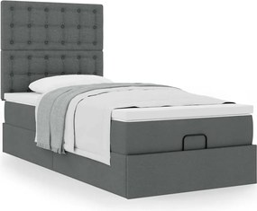 vidaXL Οθωμανικό κρεβάτι με στρώμα σκούρο γκρι 90x190cm ύφασμα