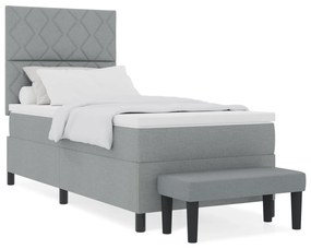 vidaXL Κρεβάτι με Στρώμα & Πάγκο Φωτεινό Γκρι 90x200 εκ. Ύφασμα