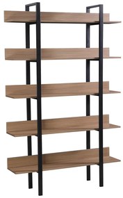 Βιβλιοθήκη Boderta σε sonoma-μαύρη απόχρωση 120x30x190εκ Υλικό: MDF MELAMINE - METAL 395-000004