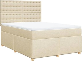 vidaXL Κρεβάτι Boxspring με Στρώμα Κρεμ 160x200 εκ. Υφασμάτινο