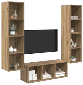 vidaXL Σετ Τηλεοπτικού Κάδου 3 pcs artisan δρυς 37 x 37 x 142.5 εκ