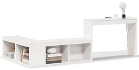 Κομοδίνο με Γραφείο Λευκό 232x112x75 εκ. από Μασίφ Ξύλο Πεύκου - Λευκό