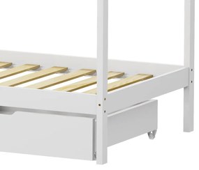 Κρεβάτι παιδικό Mellin τύπου Montessori με 2 συρτάρια ξύλο πεύκου λευκό 90x190 εκ. 90x190x140 εκ.