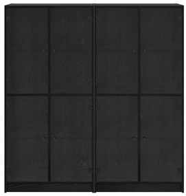 vidaXL Highboard 2 pcs Μαύρη Οξυά 68 x 37 x 142 εκ Επεξεργασμένο ξύλο