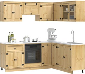 vidaXL Ντουλαπιού με ράφι SKI 8 pcs Μέλι Καφέ Στερεά ξυλεία πεύκου
