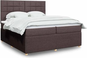 vidaXL Κρεβάτι Boxspring με Στρώμα Σκούρο Καφέ 200x200 εκ. Υφασμάτινο