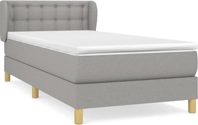 vidaXL Κρεβάτι Boxspring με Στρώμα Ανοιχτό Γκρι 100x200 εκ. Υφασμάτινο