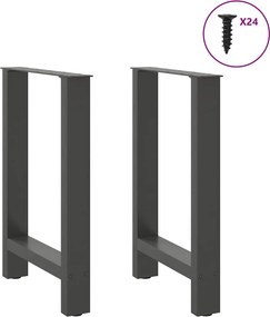 vidaXL Πόδια Τραπεζαρίας Ανθρακί 2 τεμ. 60x(72-73) εκ. Ατσάλι