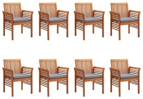 Καρέκλες Τραπεζαρίας Κήπου 8 τεμ. από Μασίφ Ακακία με Μαξιλάρια - Καφέ