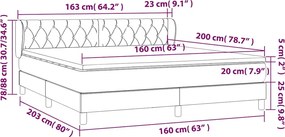 vidaXL Κρεβάτι Boxspring με Στρώμα Μαύρο 160x200 εκ. Βελούδινο