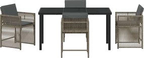 vidaXL Σέτ φαγητού για κήπο 5 pcs Γκρι συνθετικό ρατάν
