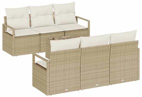 vidaXL Σετ Καναπέ με μαξιλάρι 7 pcs Μπεζ και Κρέμα συνθετικό ρατάν