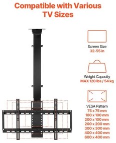 VEVOR Motorized Ceiling TV Mount 32-55 in Screen Electric Adjustable TV Mount