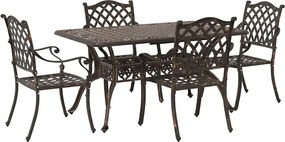 vidaXL Σέτ φαγητού για κήπο 5 pcs Μπρονζέ Αλουμίνιο
