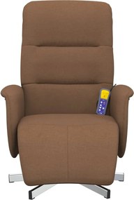 vidaXL Πολυθρόνα Μασάζ Ανακλινόμενη με Υποπόδιο Καφέ Υφασμάτινη