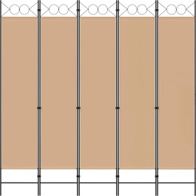 vidaXL 5-Panel Διχοτόμος Μπεζ 200 x 200 cm Ύφασμα