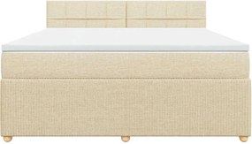 vidaXL Κρεβάτι Boxspring με Στρώμα Κρεμ 180x200 εκ. Υφασμάτινο