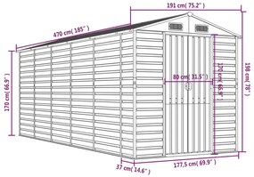 ΑΠΟΘΗΚΗ ΚΗΠΟΥ ΑΝΟΙΧΤΟ ΚΑΦΕ 191X470X198 ΕΚ. ΓΑΛΒΑΝΙΣΜΕΝΟ ΑΤΣΑΛΙ 3188279