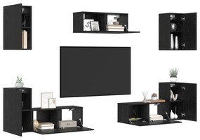 vidaXL Σετ επίπλου τηλεόρασης 7 pcs Μαύρη δρυς Επεξεργασμένο ξύλο