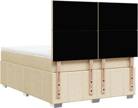 vidaXL Κρεβάτι Boxspring με Στρώμα Κρεμ 140x190 εκ. Υφασμάτινο