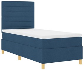 vidaXL Κρεβάτι με Βαθιά Στρώση Μπλε 100x200 εκ. Ύφασμα