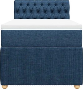 vidaXL Κρεβάτι Boxspring με Στρώμα Μπλε 90x200 εκ.Υφασμάτινο