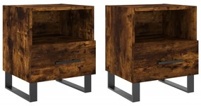 vidaXL Κομοδίνα 2 τεμ. Καπνιστή Δρυς 40 x 35 x 47,5 εκ. Επεξεργ. Ξύλο