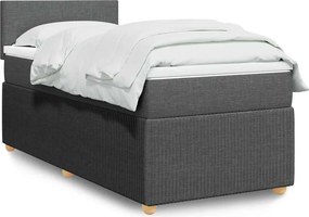 vidaXL Κρεβάτι Boxspring με Στρώμα Σκούρο Γκρι 90x190 εκ. Υφασμάτινο