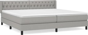 vidaXL Κρεβάτι Boxspring με Στρώμα Ανοιχτό Γκρι 200x200 εκ. Υφασμάτινο