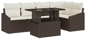 vidaXL Σετ Καναπέ Κήπου 6 pcs Καφέ και κρεμ 100 x 55 x 73 εκ