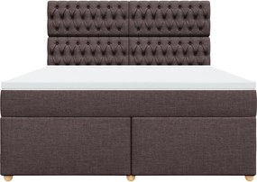 vidaXL Κρεβάτι Boxspring με Στρώμα Σκούρο Καφέ 180x200 εκ Υφασμάτινο