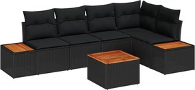 vidaXL Σετ Καναπέ Κήπου με μαξιλάρι 6 pcs Μαύρο Πολυ ράταν