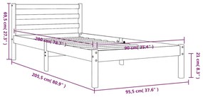 Σκελετός Κρεβ. Χωρίς Στρώμα Καφέ Κεριού 90x200 εκ Μασίφ Πεύκο - Καφέ