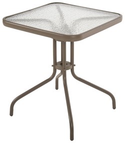 OUTDOOR TABLE SQUARE FIGO  CHAMPAGNE METAL-GLASS TABLETOP 60Χ60Χ70Hcm