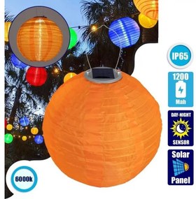 Ηλιακό Φωτιστικό Φαναράκι IP65 Υφασμάτινο LED 1W Globostar 71598 Πορτοκαλί