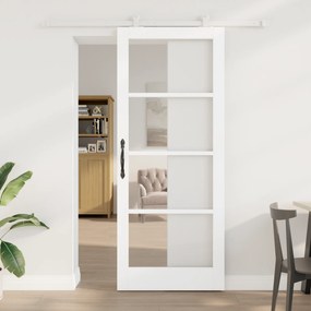vidaXL Συρόμενη Πόρτα με Σετ 'ORKDAL' Λευκό Σκληρό Ξύλο & Γυαλί