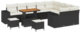 vidaXL Σετ Καναπέ Κήπου 12 pcs Μαύρο, Κρέμα 90 x 55 x 71 cm