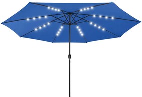 vidaXL Ομπρέλα Κήπου με LED Μπλε Αζούρ 400 εκ.