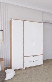 Τριφυλλη Ντουλαπα Ανοιχτη Καρυδια/Λευκο FIROS 1600 45x170x183