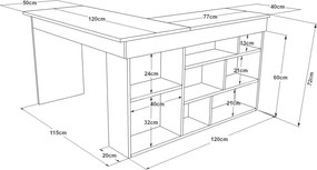 Γραφείο Γωνια Πεύκο Atlantic / Λευκό CT15 115x120x72