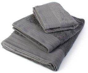 Πετσέτα Σετ 3 τμχ Πενιέ Grey DimCol Σετ Πετσέτες 100% Βαμβάκι