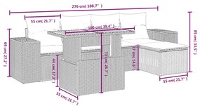 Σετ Καναπέ Κήπου 6 τεμ. Μπεζ Συνθετικό Ρατάν με Μαξιλάρια - Μπεζ