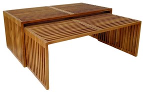 Τραπέζι Tinnie pakoworld σετ 2τεμ teak ξύλο σε φυσική απόχρωση