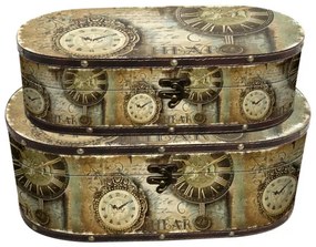 Σετ Vintage 2 Κουτιά MDF 39x19x16&amp; 3x15x10cm Ρολόι Etoile NN-744D