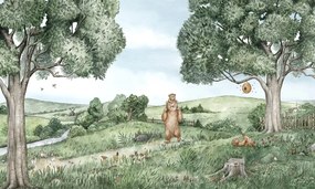 Bears and Bees Ταπετσαρια Τοιχου Πρασινο Επιθυμητη Διασταση