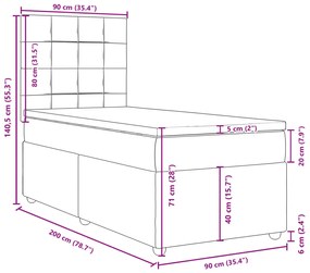 Κρεβάτι Boxspring με Στρώμα Μπλε 90x200 εκ.Υφασμάτινο - Μπλε