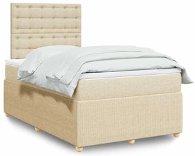vidaXL Κρεβάτι Boxspring με Στρώμα Κρεμ 120x200 εκ. Υφασμάτινο
