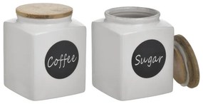 Δοχείο Σετ 2τμχ Coffee-Sugar Πορσελάνης-Bamboo Λευκό-Μαύρο 750ml-10x13εκ. CLICK 6-60-690-0025